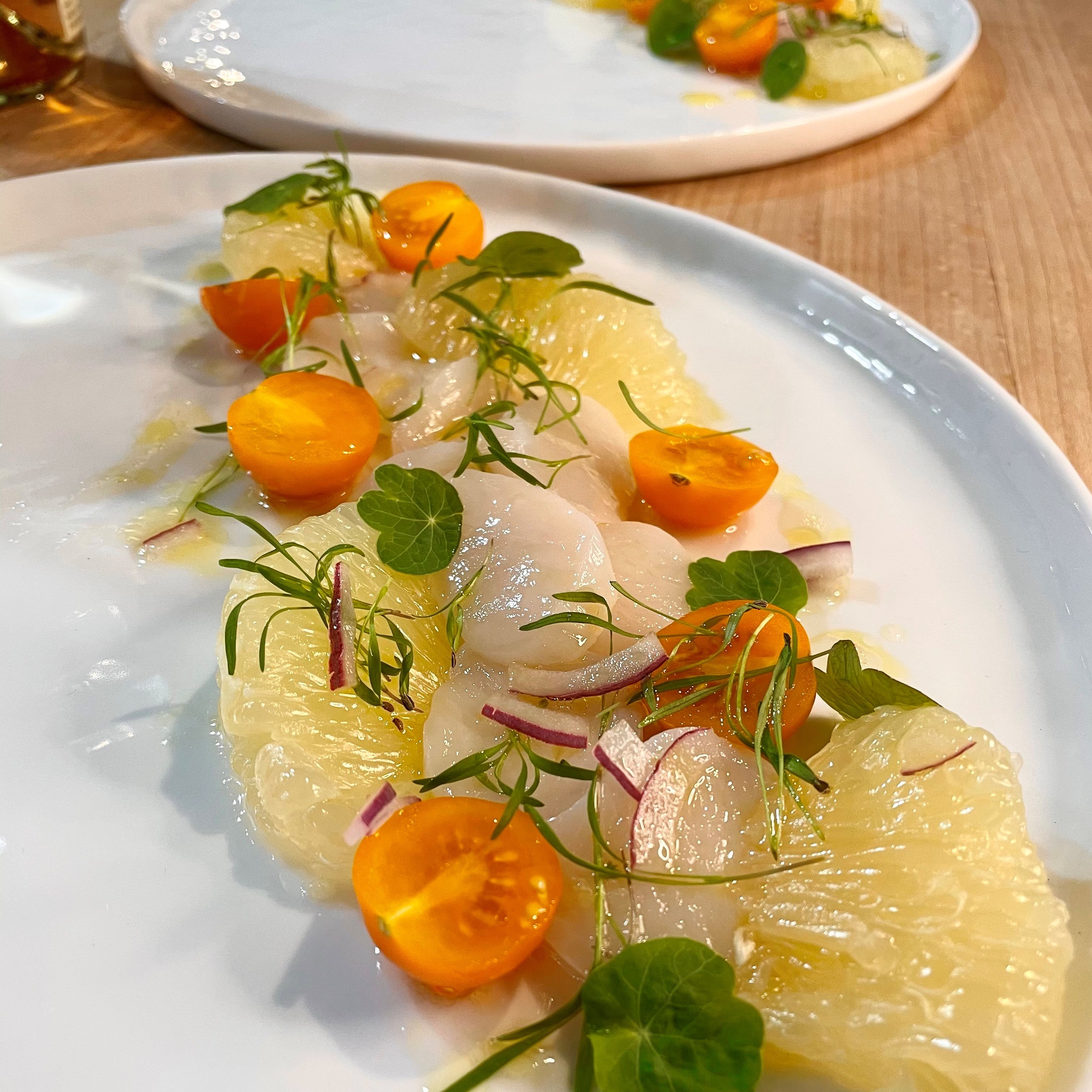 Fresh Sea Scallop Crudo Recipe with Citrus and Tomato Flavors