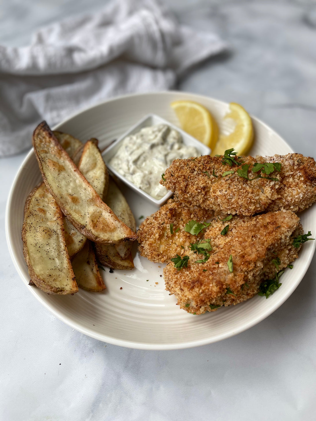 Crispy Baked Lingcod and Chips