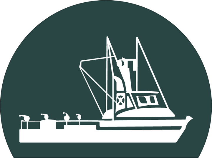 Illustration of white Jig Fishing Boat on green background