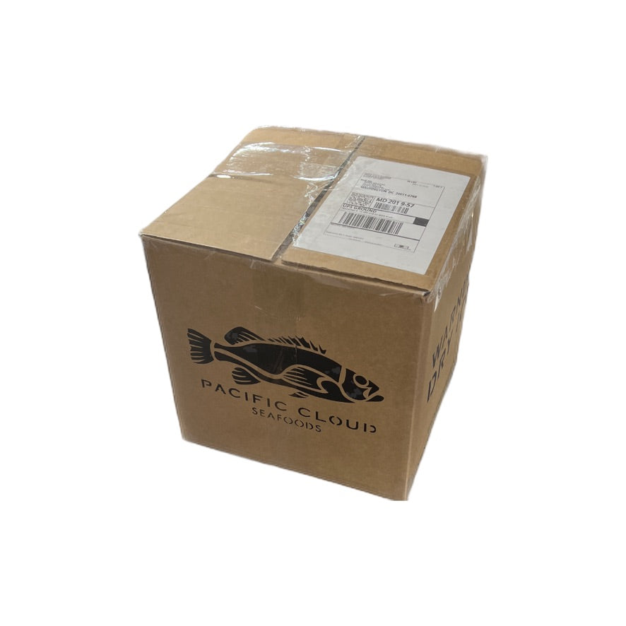 Pacific Cloud Seafoods' Shipping box with Black Rockfish Logo